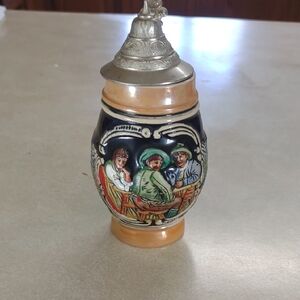 Vintage Ceramic Small Beer Stein with Lid
